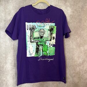 Bleecker & Mercer Privileged Purple Embroidered Graffiti Shirt Mens‎ Size XL